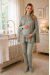 Mecit 6402 Elegant Yeşil Dantel Pelerinli Lohusa Pijama Takımı